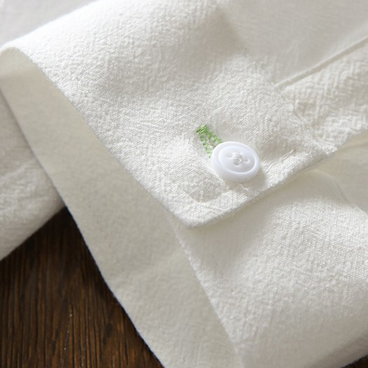 Áo sơ mi đũi nam cổ tròn tay lỡ thời trang LA08