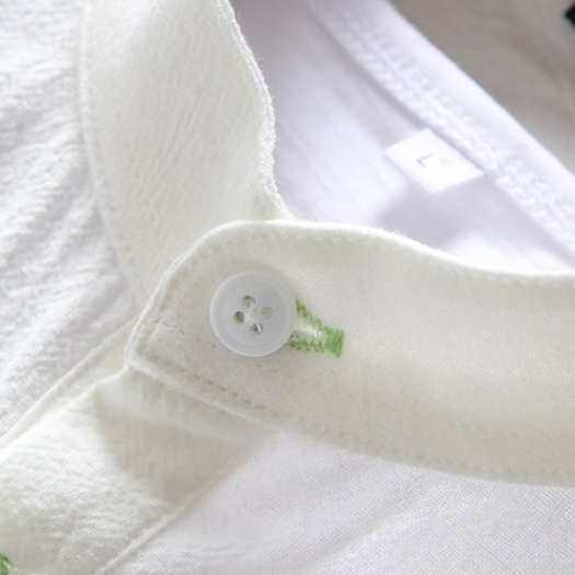 Áo sơ mi đũi nam cổ tròn tay lỡ thời trang LA08