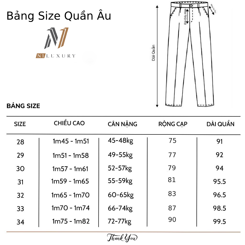 Quần âu nam dáng slimfit, chuẩn thiết kế hàn quốc, cực tôn dáng, lịch sự, trẻ trung Chính hãng N1