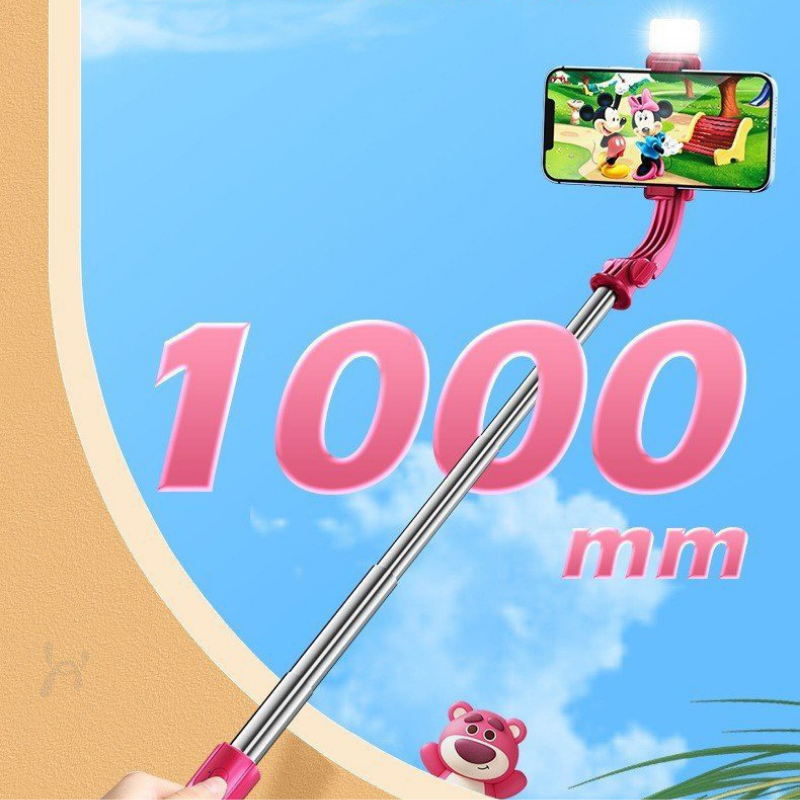 Gậy Tự Sướng Hình Gấu Dâu, Mickey Có Remote Điều Khiển và Đèn, Gậy Chụp Hình Dễ Thương Chất Lượng Cao