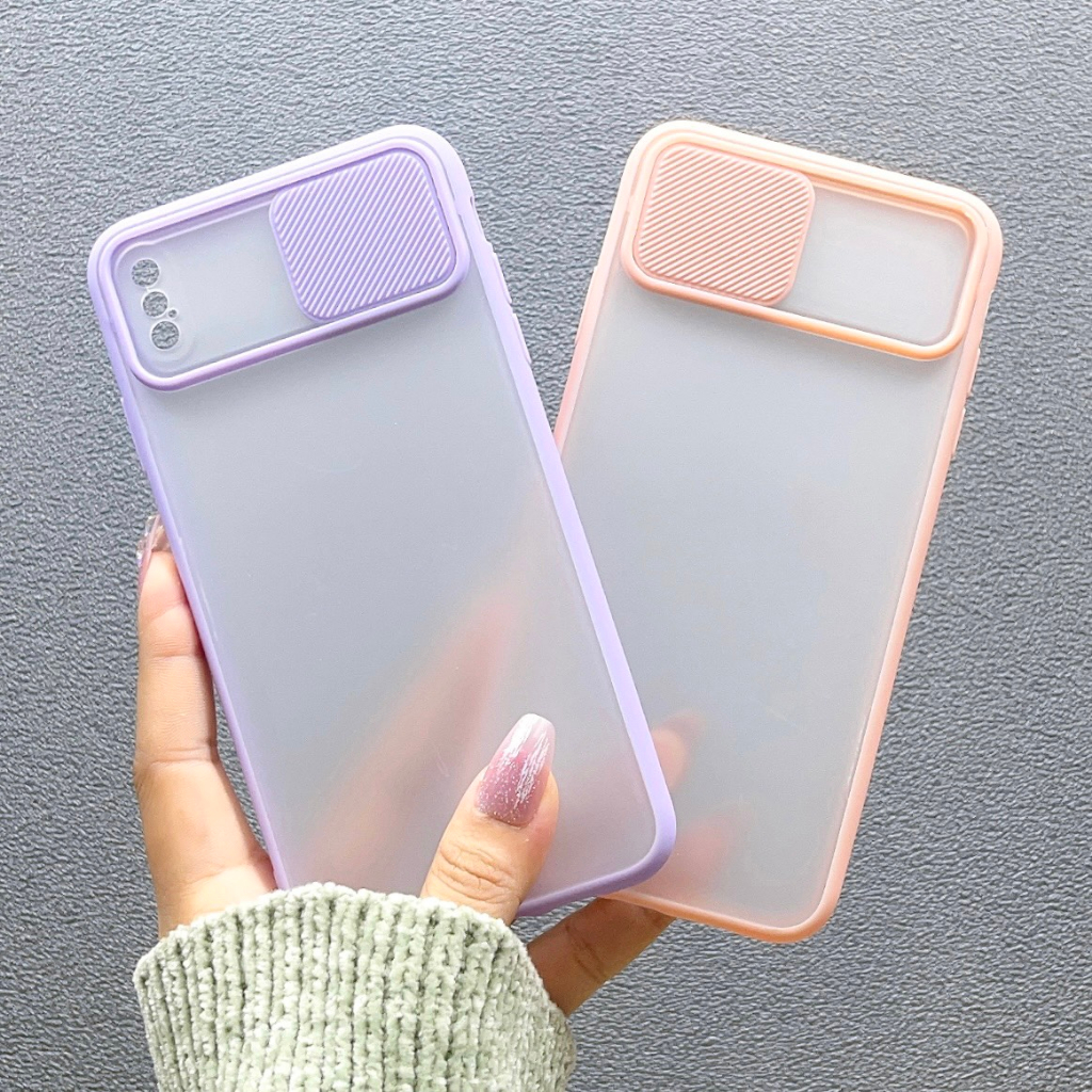 [ Iphone XsMax ] Ốp Lưng Silicon Nhám Nắp Trượt