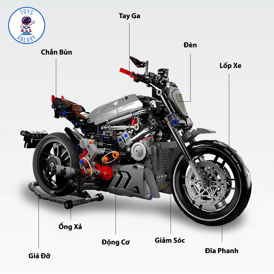 Đồ Chơi Lắp Ráp Mô Hình Xe Mô Tô Phân Khối Lớn Ducati Diavel / BMW / Honda / Kawasaki Tỉ Lệ 1:8 Siêu Xe Máy 672002