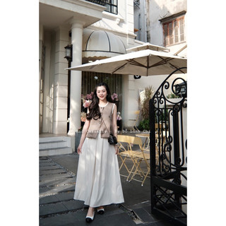 And Casually / Set áo gile + chân váy xếp li