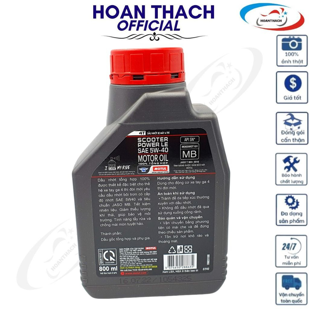Dầu nhớt xe tay ga MOTUL SCOOTER POWER LE 4T 5W40 HOANTHACH
