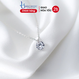 Dây chuyền bạc nữ 925 thiết kế mặt đá tròn cao cấp thời trang dành cho phái nữ - DB2474 - Bảo Ngọc Jewelry