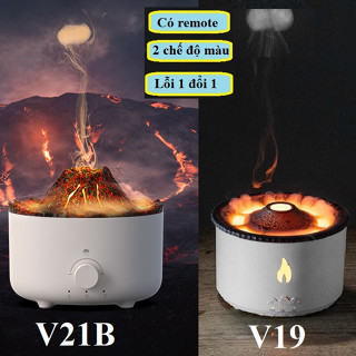 Máy phun sương xông tinh dầu khếch tán mùi thơm phòng hình núi lửa, phun sương tạo ấm cho phòng có remote điều khiển