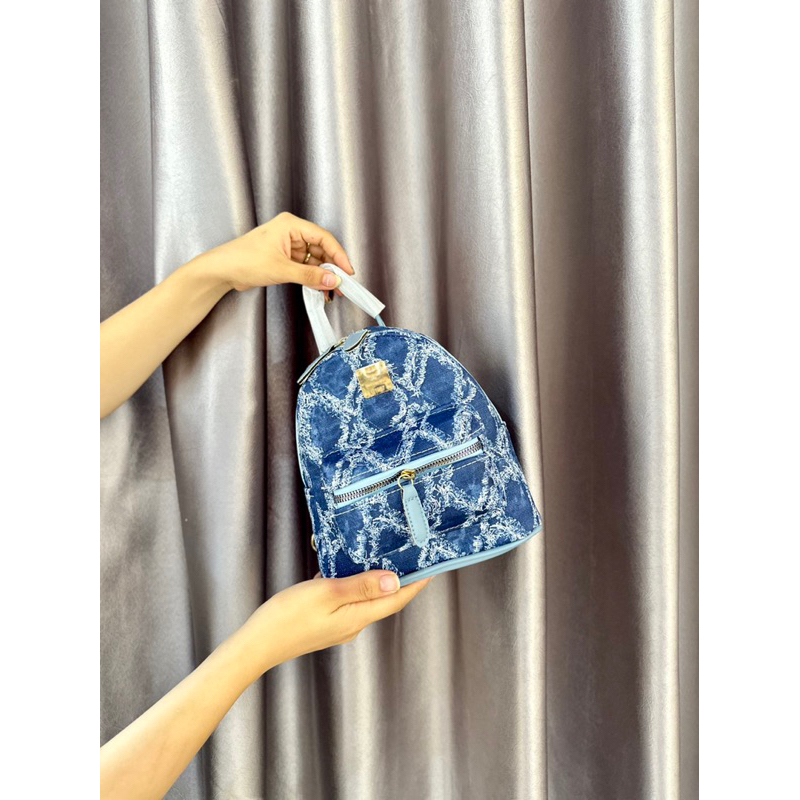 Balo size mini 20cm vải bò sờn mác vuông hàng mới thời trang
