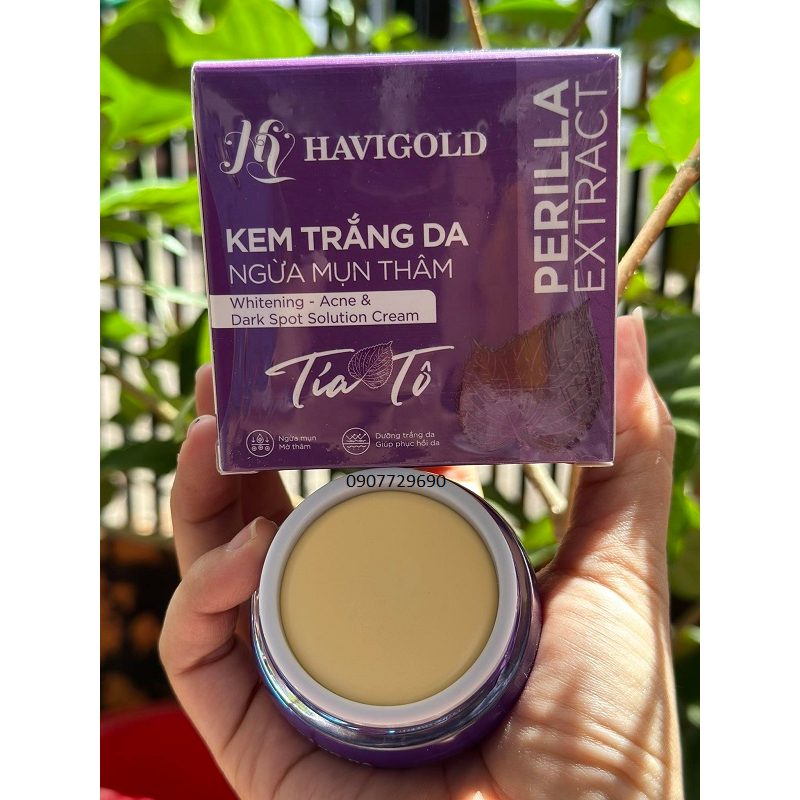 Kem trắng da ngừa mụn thâm  tía tô Havigold