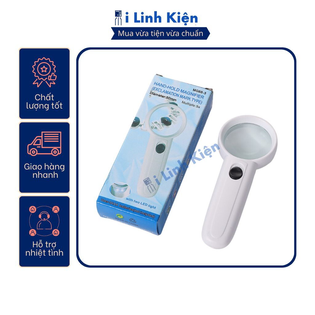 Kính lúp phóng đại 15x tay cầm có đèn Led trợ sáng chuyên dụng chất lượng cao.