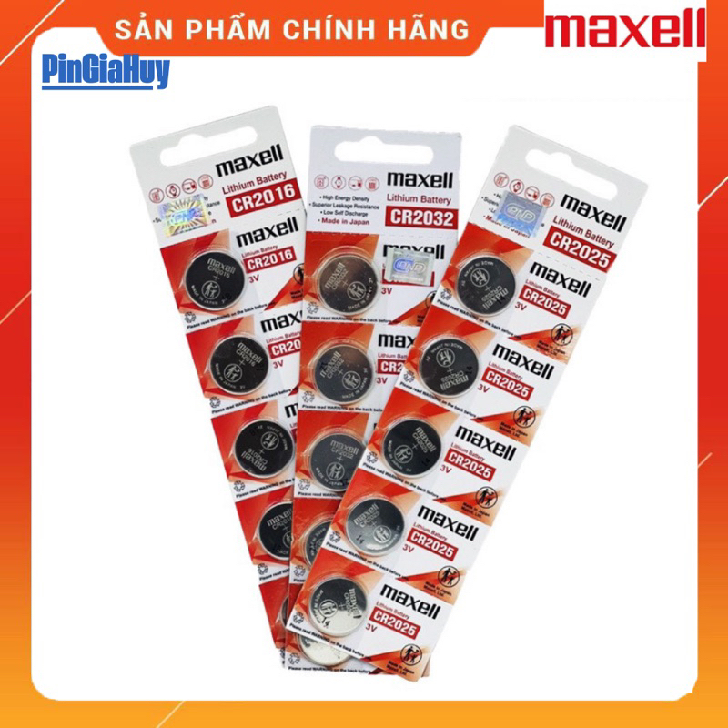 Pin CR2025/CR2016/CR2032 Lithium 3V Maxell vỉ 5 viên cao cấp Made In Japan - Hàng chính hãng