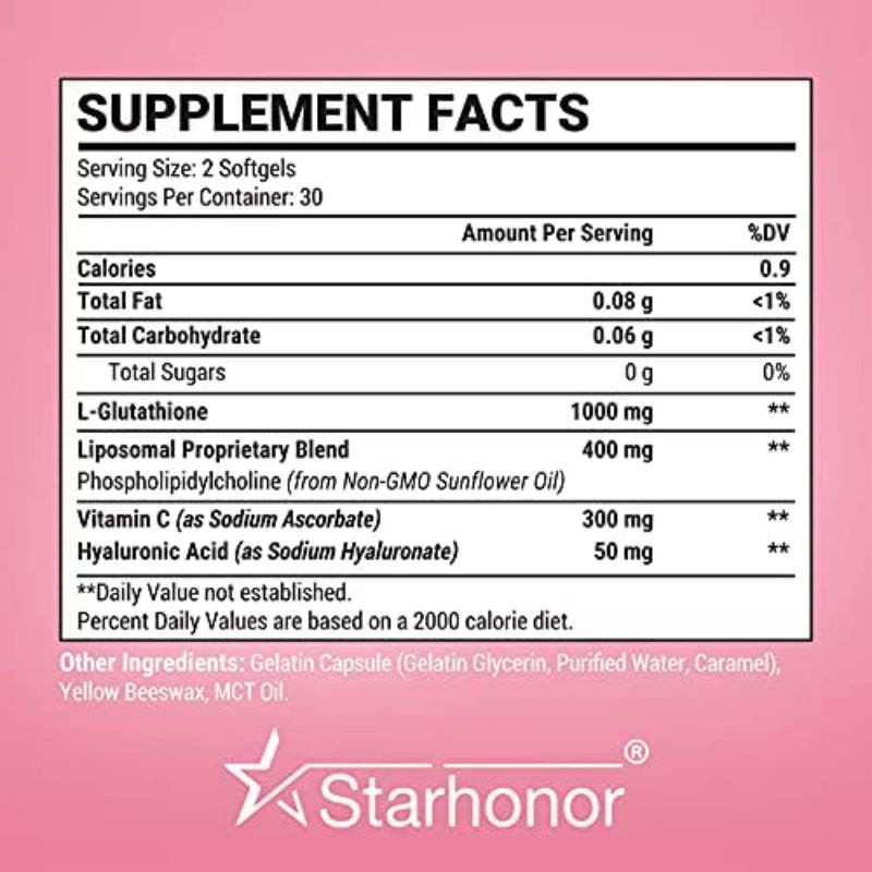 Viên uống Starehorror LIPOSOMAL GLUTAHIONE 1000MG x 30 lần dùng