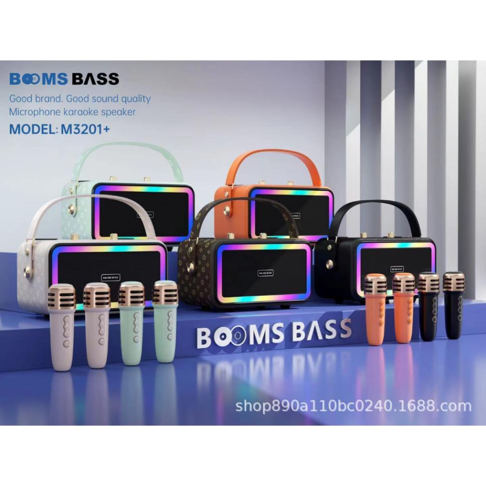 Loa bluetooth karaoke M4202 kèm 2 micro không dây xách tay công xuất 20W, âm thanh trầm ấm, bass căng- TECHHIGH