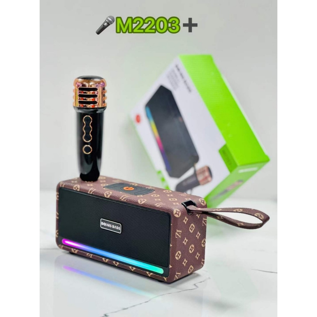 Loa bluetooth karaoke M4202 kèm 2 micro không dây xách tay công xuất 20W, âm thanh trầm ấm, bass căng- TECHHIGH