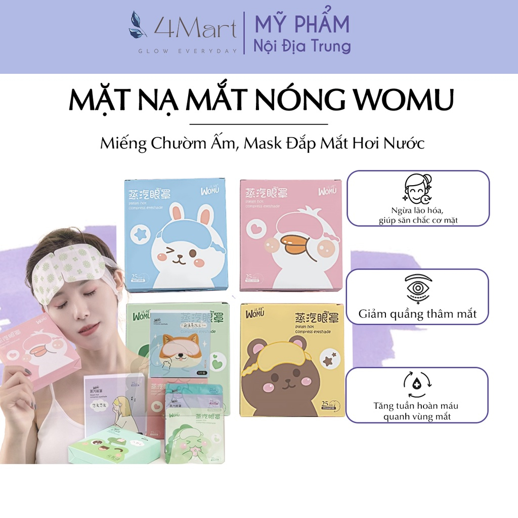 Mặt nạ mắt nóng Yunben, mask mắt nóng giúp thư giãn, giảm quầng thâm mắt