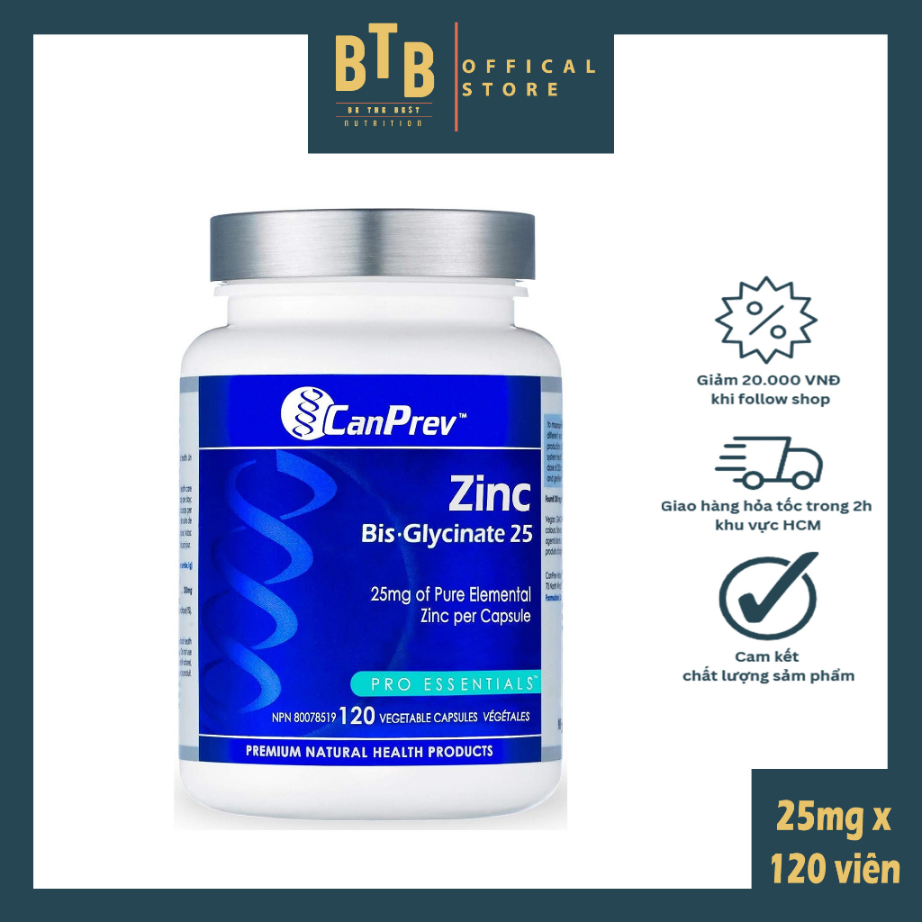 Viên uống kẽm Canprev ZINC BIS GLYCINATE 25MG x 120 viên