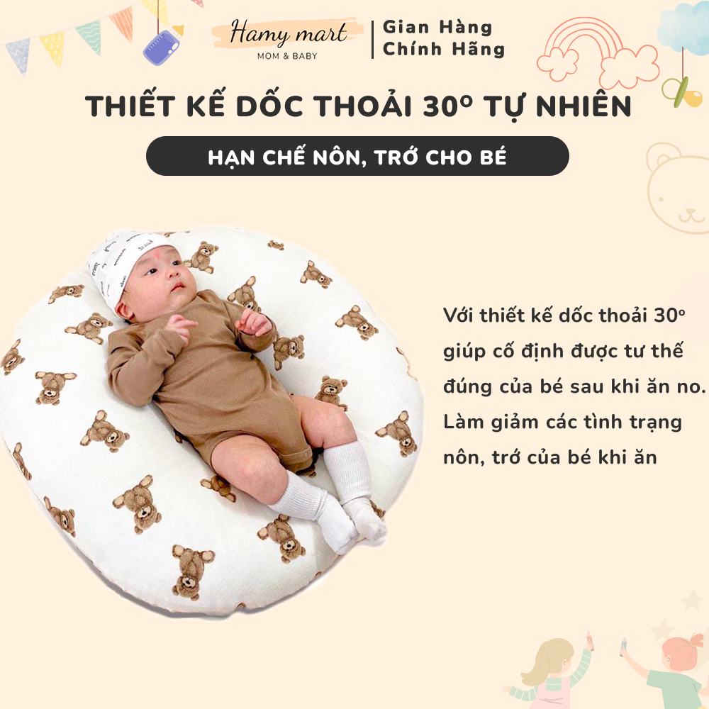 Gối chống trào ngược Hamymart vải xô Muslin Organic cao cấp