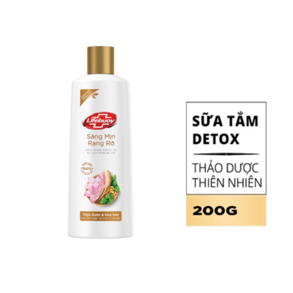 200Gr Sữa Tắm Lifebuoy Detox Thảo Dược & Hoa Sen tẩy tế bào chết, làm sạch da