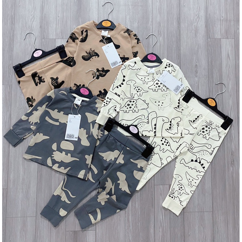 Set 3 bộ khủng long tone nâu - ghi - be cho bé