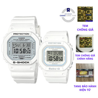 Đồng Hồ đôi Casio G-Shock DW-5600MW-7DR và baby-G BGD-560-7DR Dây Nhựa Trắng - bảo hành 12 tháng