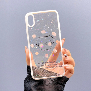Ốp Lưng Viền Silicon Kim Tuyên Cún Trắng
