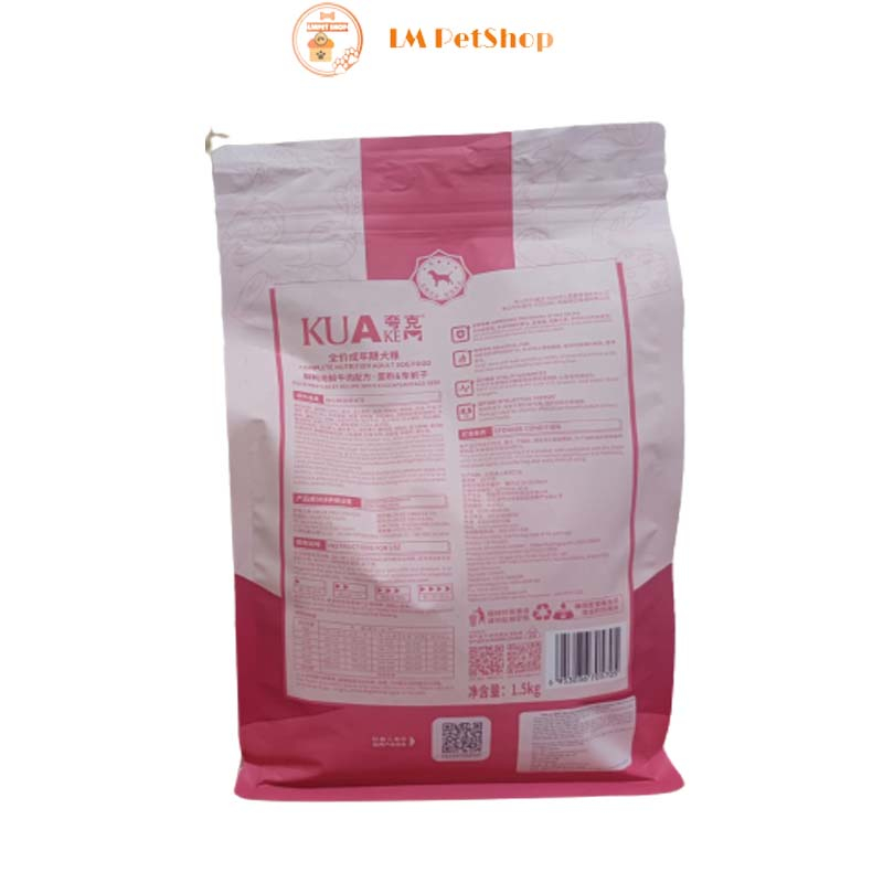 Thức ăn hạt KUAke cho chó trưởng thành - Hạt được làm từ thịt tươi cho cún gói 1.5kg
