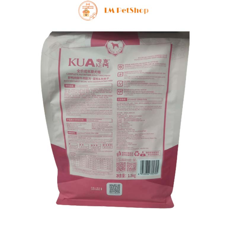 Thức ăn hạt KUAke cho chó trưởng thành - Hạt được làm từ thịt tươi cho cún gói 1.5kg