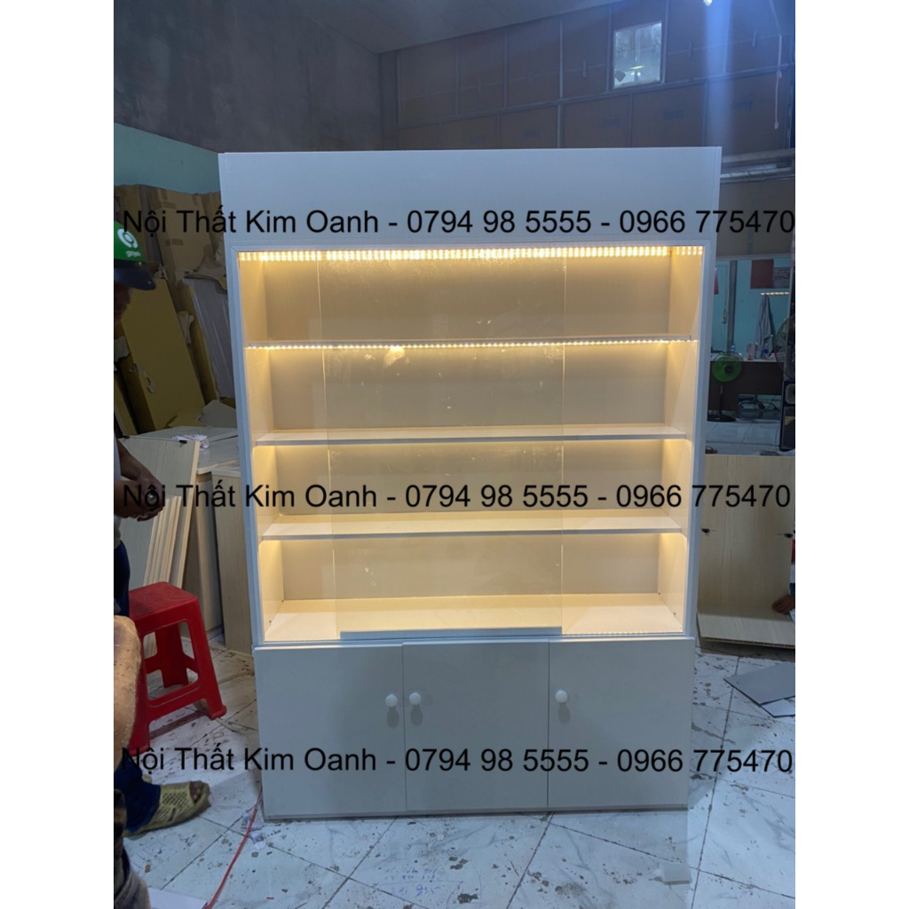 TỦ KỆ TRƯNG BÀY NHỰA ĐÀI LOAN SẴN LED - SIÊU ĐẸP 100X180