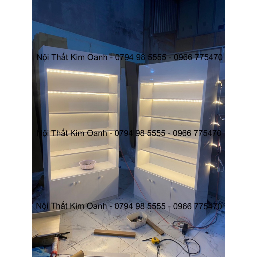 TỦ KỆ TRƯNG BÀY NHỰA ĐÀI LOAN SẴN LED - SIÊU ĐẸP 100X180