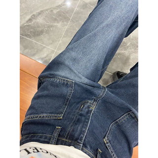Quần jeans ống xuông màu xanh đậm basic, thể thao cho nam và nữ