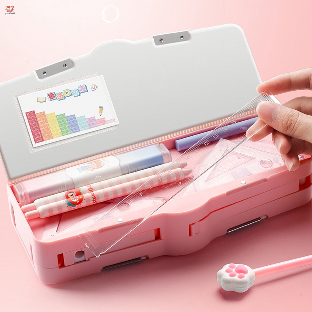 Hộp bút đa năng nhiều ngăn cho bé họa tiết hoạt hình đáng yêu,bóp viết đa năng thông minh bấm tự động cao cấp E1069