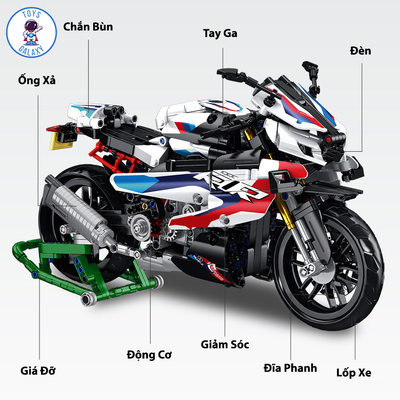 Đồ Chơi Lắp Ráp Kiểu LEGO Mô Hình Xe Mô Tô Phân Khối Lớn BMW M1000RR / Ducati / Honda Tỉ Lệ 1:8 Siêu Xe Máy 672004