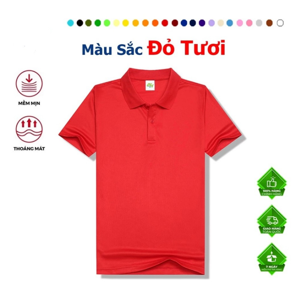 Áo Thun Có Cổ Cá Sấu Polo Màu Đỏ Tươi Cho Nam và Nữ