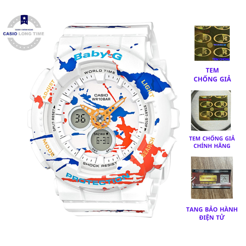 Đồng hồ nữ CASIO BABY-G BA-120SPL-7A chính hãng - Mặt điện tử kim- kính cường lực , bảo hành 12 tháng