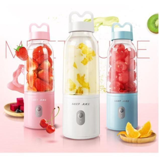 Máy xay sinh tố cầm tay MEET JUICE 500ml vỏ hồng siêu xinh xay đá viên