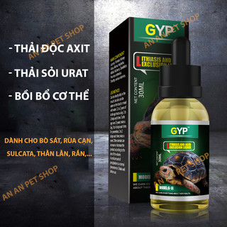 Dung dịch gyp hỗ trợ thải urat, axit,... cho bò sát, rùa cạn, rùa nước, sulcata, rắn, thằn lằn, ếch