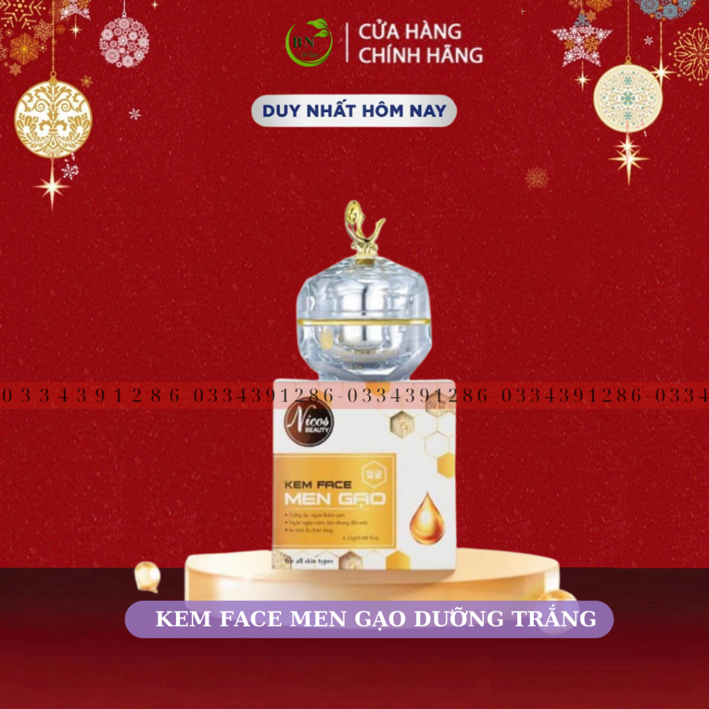Kem face men gạo Nicos Beauty Thanh Nhi giúp dưỡng da trắng hồng, ngừa nám tàn nhang, mịn da