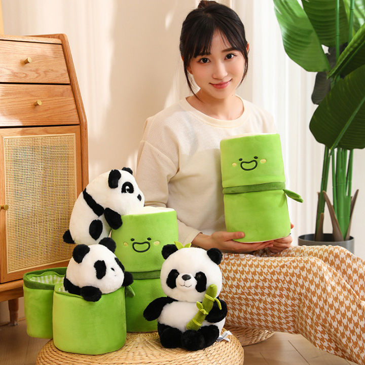 Gấu Bông Thú Bông Panda Gấu Trúc Trong Ống Tre Siêu Dễ Thương