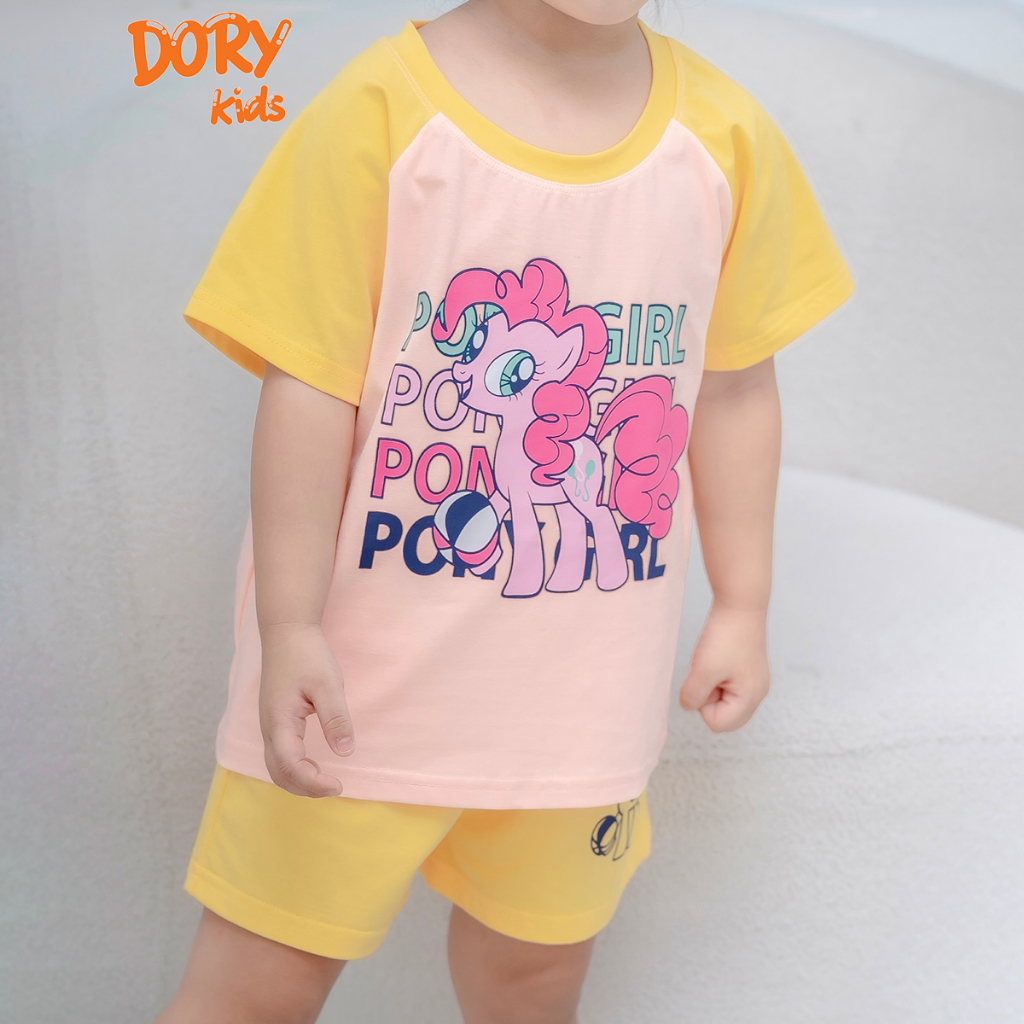 Đồ bộ cộc tay cho bé DORYKIDS  ngựa pony xinh xắn nhiều màu, chất thun cotton mát lạnh thoáng mát, size từ 10kg-50kg