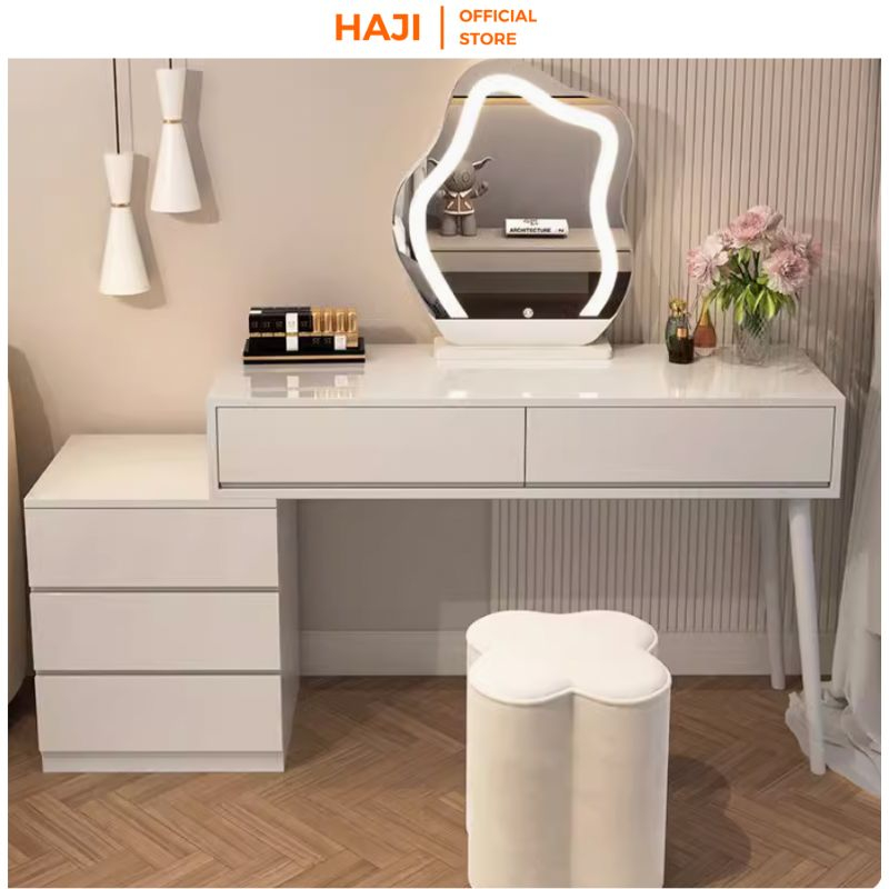 Ghê đôn ngồi cùng bàn phấn, bàn trà hình bông hoa mặt phủ nhung sang trọng thương hiệu HAJI - F28