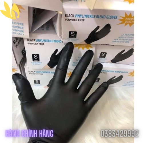Găng Tay Y Tế Không Bột Bao Tay Y Tế Cao Su Đen Găng Tay Dùng Nặn Mụn- Phun Xăm Trong Spa Hộp 50 Đôi