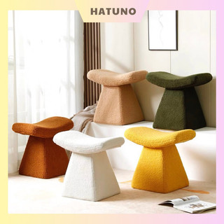 Ghế đôn bàn trang điểm, ghế sofa lông cừu kiểu cong êm ái, ghế đôn đeo giày decor nhà cửa - hatuno order