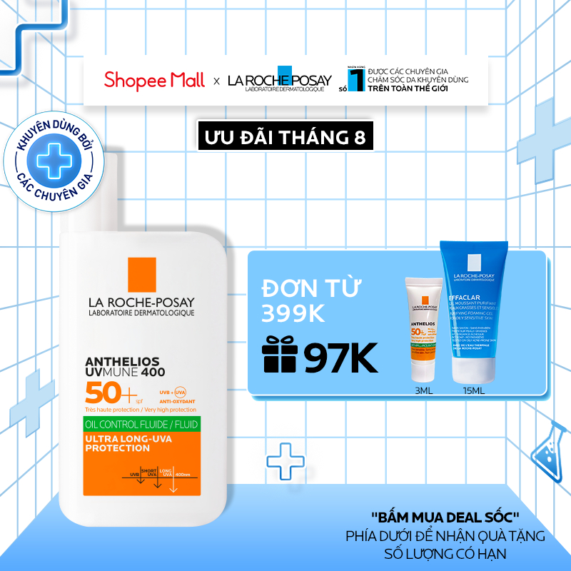 Sữa chống nắng dành cho da dầu mụn La Roche-Posay Anthelios UVMUNE400 Oil Control Fluid 50ml