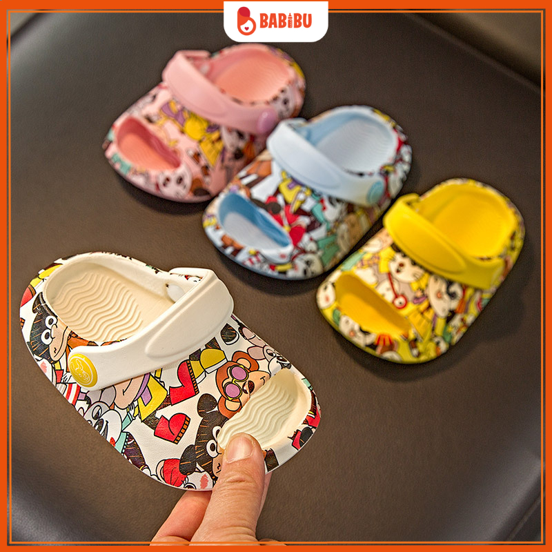 Dép Bánh Mì Có Quai Mickey Siêu Nhẹ Chống Trơn Trượt Trẻ em, Sục Cross Cho Bé Trai Bé Gái Babibu