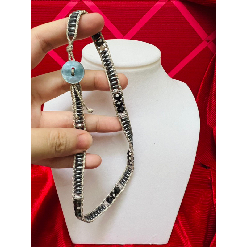 Thanh lý dây chuyền ngắn tết hạt, nút cài handmade