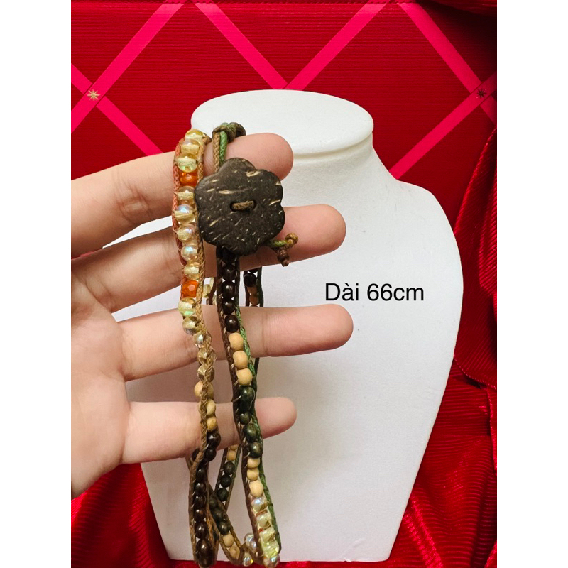 Thanh lý dây chuyền ngắn tết hạt, nút cài handmade