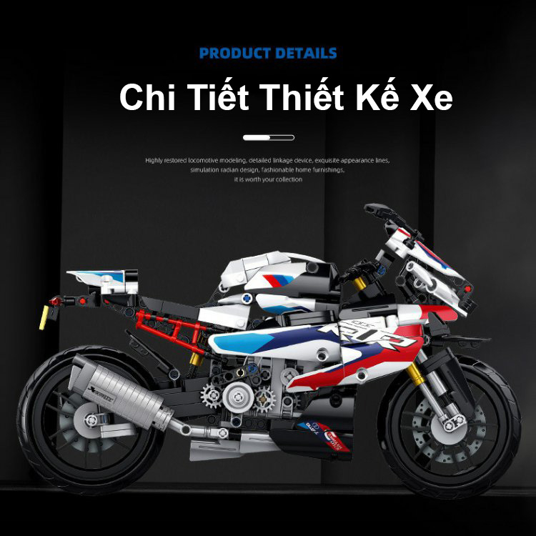 Đồ Chơi Lắp Ráp Xếp Hình Mô Hình Xe Máy Motor BMW S1000RR S672004 Với 912 Mảnh Ghép Phiên Bản Tỉ Lệ 1:8