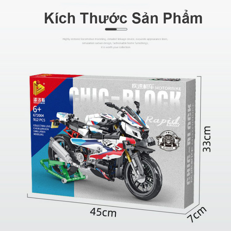 Đồ Chơi Lắp Ráp Xếp Hình Mô Hình Xe Máy Motor BMW S1000RR S672004 Với 912 Mảnh Ghép Phiên Bản Tỉ Lệ 1:8