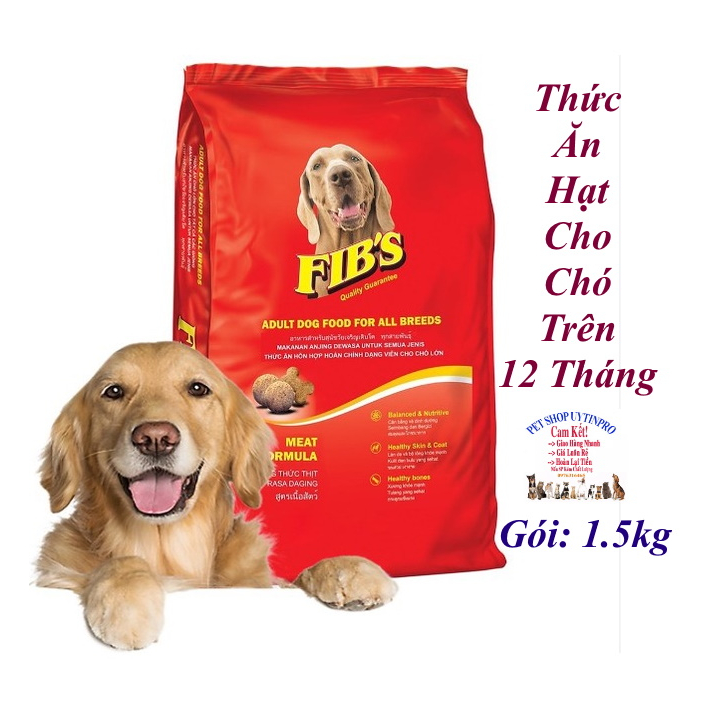 Thức ăn hạt cho Chó Fib's gói 1.5kg Bổ sung dinh dưỡng hoàn chỉnh cho tất cả các giống chó, Giúp xương khỏe mạnh