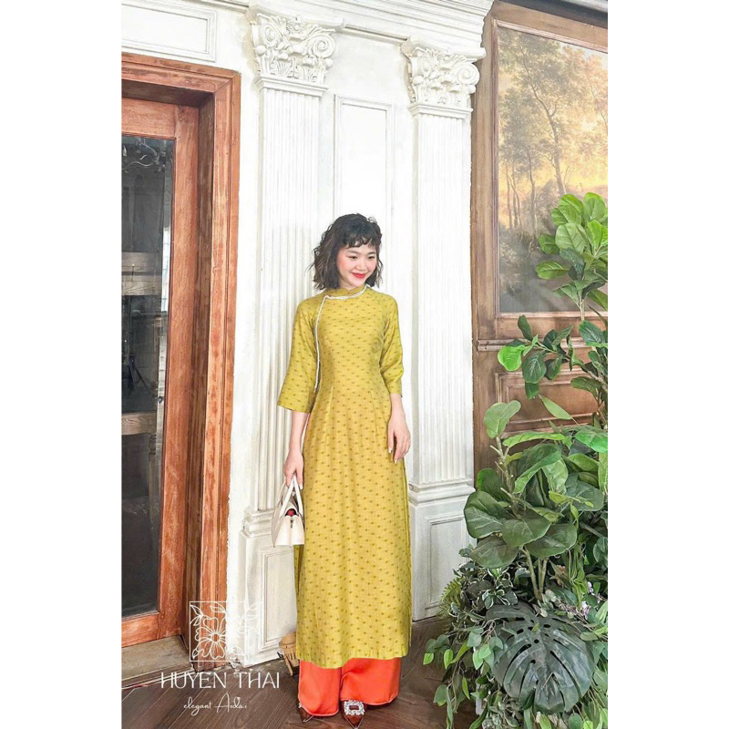 Áo dài đũi chấm bi mẫu mới cao cấp