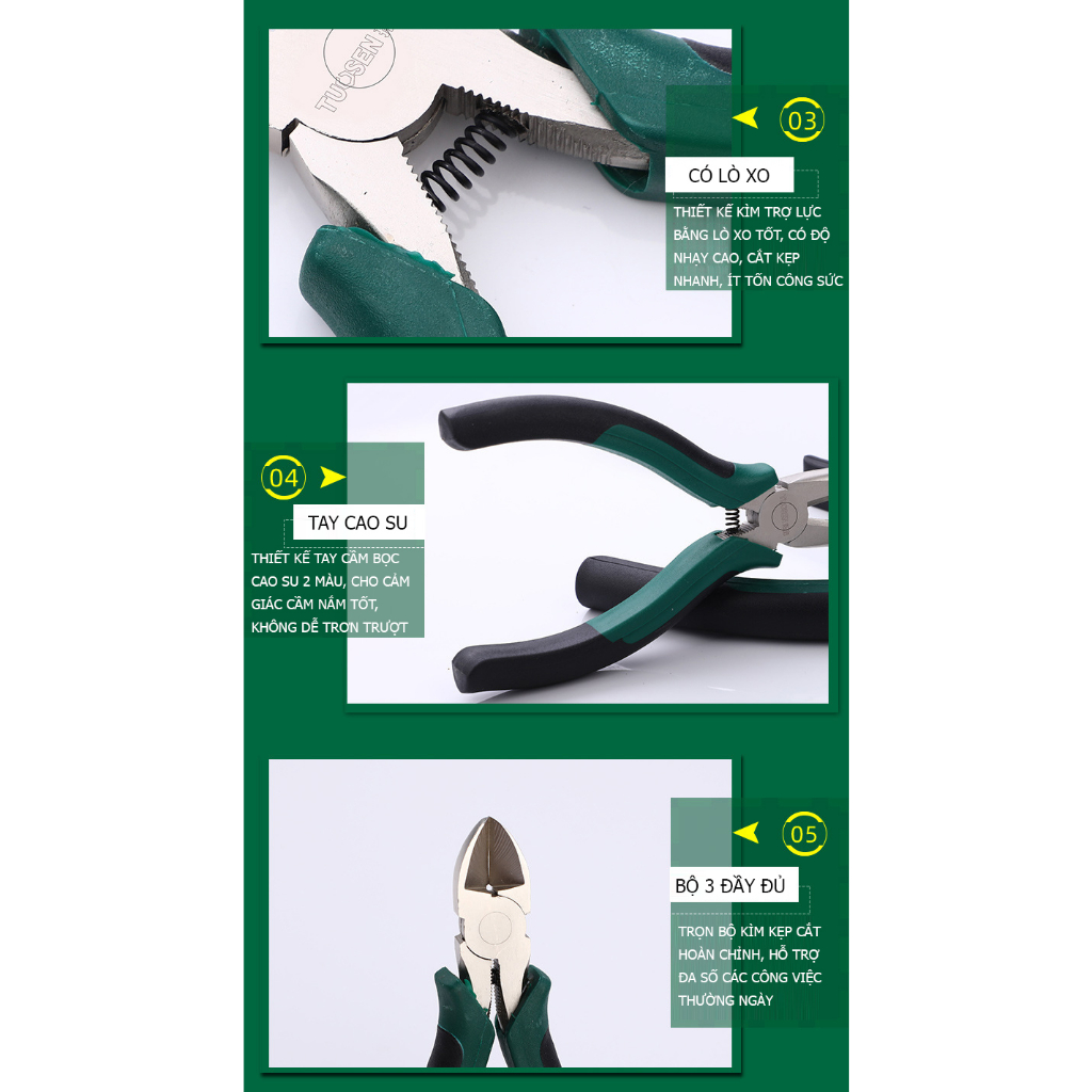 Kìm 8inch, kẹp 6inch - 8inch, căt 6 inch, đa năng Tuosen